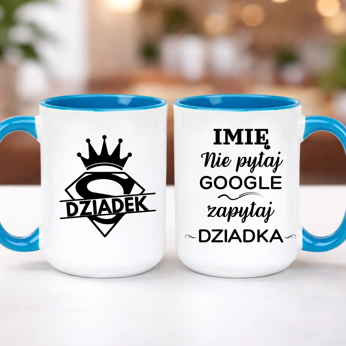 kubek z własnym nadrukiem 440ml personalizowane prezenty pl niebieski