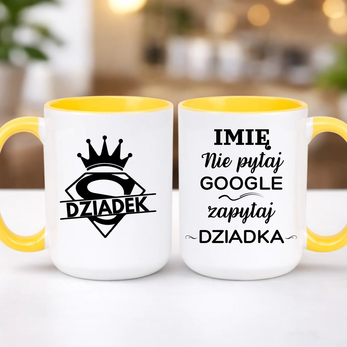 kubek z własnym nadrukiem 440ml personalizowane prezenty pl żółty