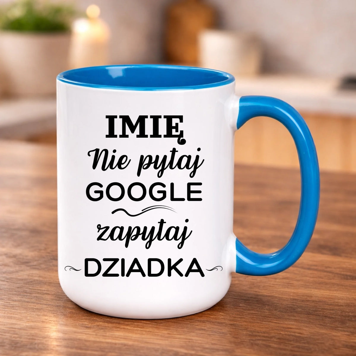 kubek z własnym nadrukiem 440ml personalizowane prezenty pl niebieski