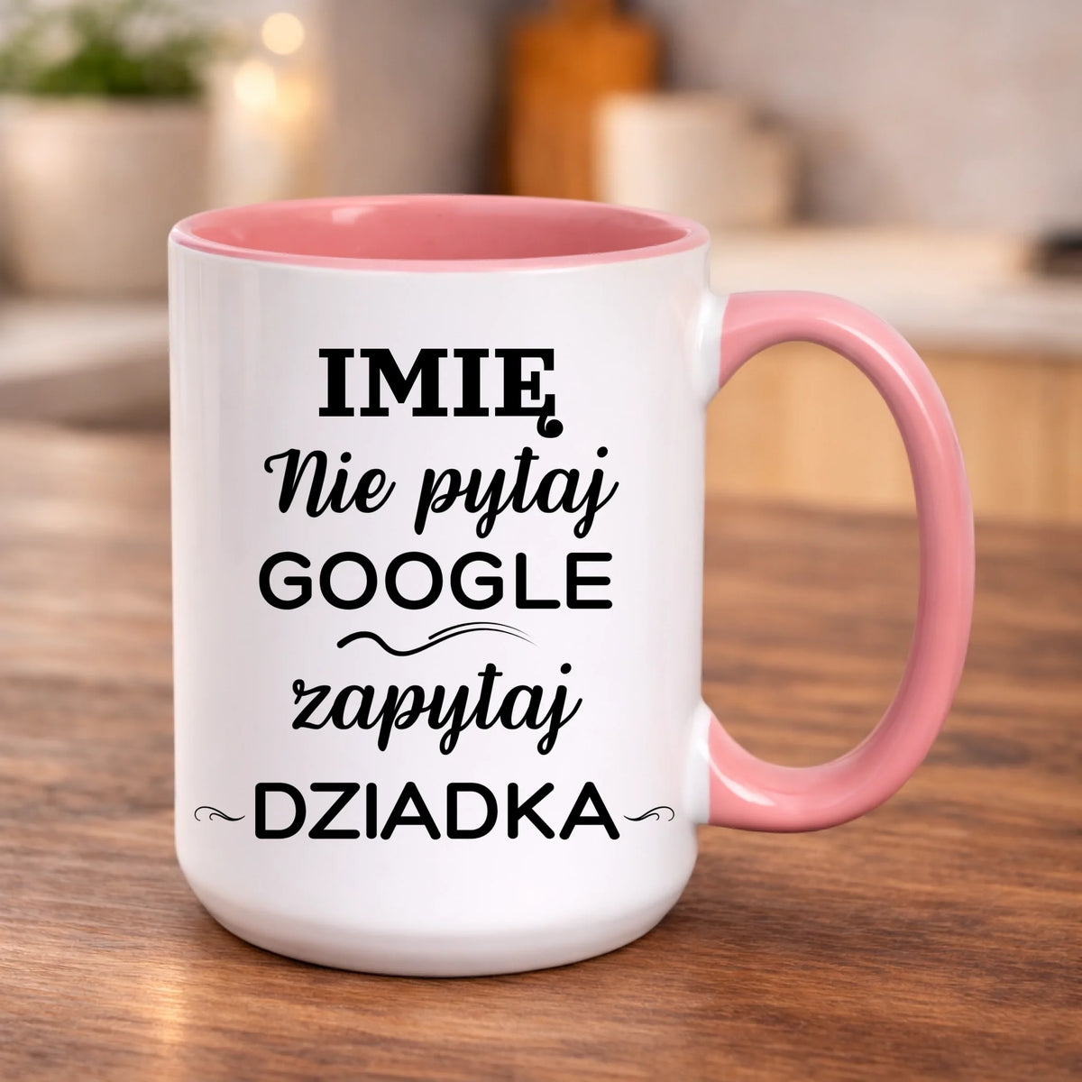 kubek z własnym nadrukiem 440ml personalizowane prezenty pl różowy