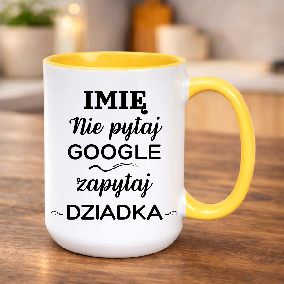 kubek z własnym nadrukiem 440ml personalizowane prezenty pl żółty