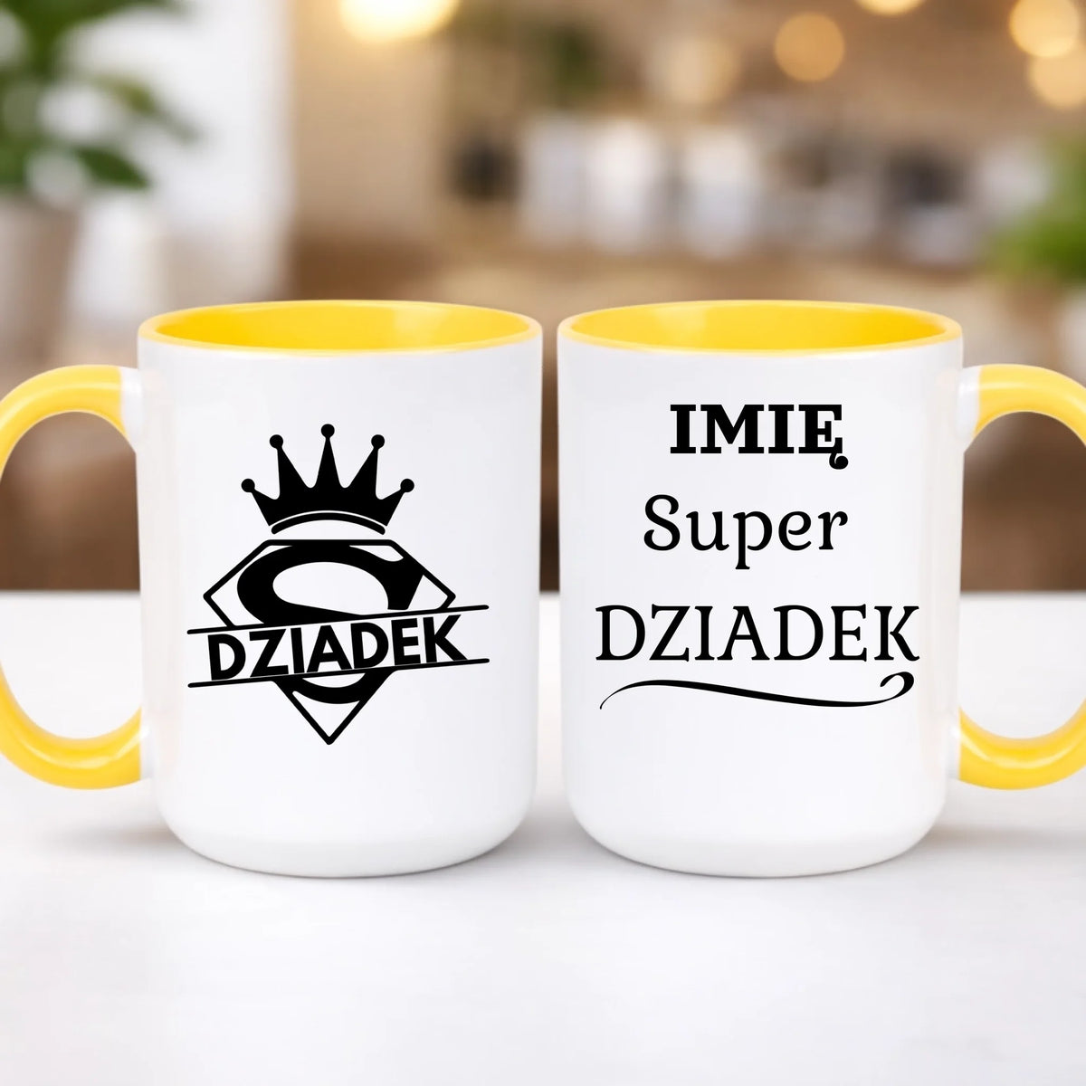 kubek z własnym nadrukiem 440ml personalizowane prezenty pl żółty
