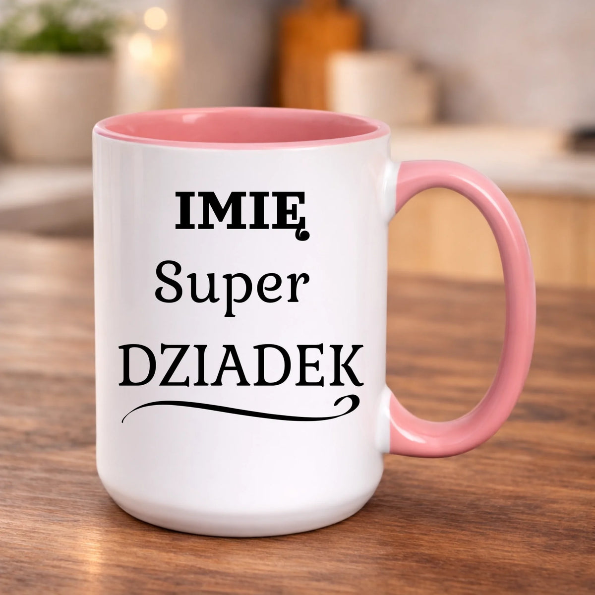 kubek z własnym nadrukiem 440ml personalizowane prezenty pl różowy