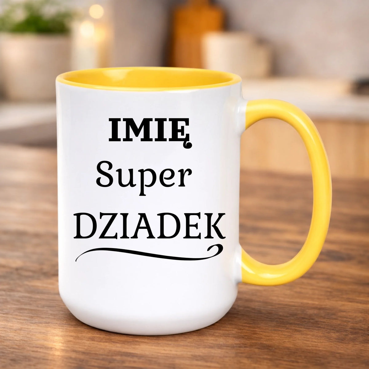 kubek z własnym nadrukiem 440ml personalizowane prezenty pl żółty