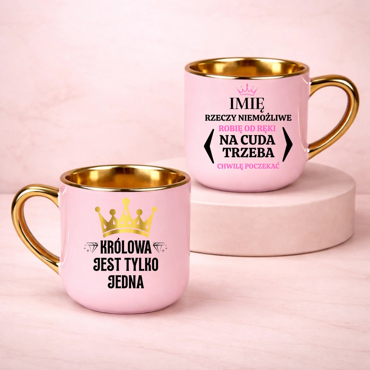 kubek z własnym nadrukiem 400ml personalizowane prezenty pl różowy