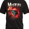 Czarna koszulka Misfits ze szkieletem w czerwonym kapturze trzymającym świecznik