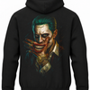 Czarna bluza z kapturem i nadrukiem na plecach: Joker – Legion samobójców