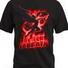 Czarna koszulka Black Sabbath ze skrzydlatym demonem w czerwonych płomieniach