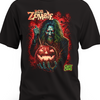 Czarna koszulka Rob Zombie z zielonym potworem trzymającym halloweenową dynię