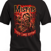 Czarna koszulka Misfits Death Comes Ripping z czerwonym szkieletem i napisem