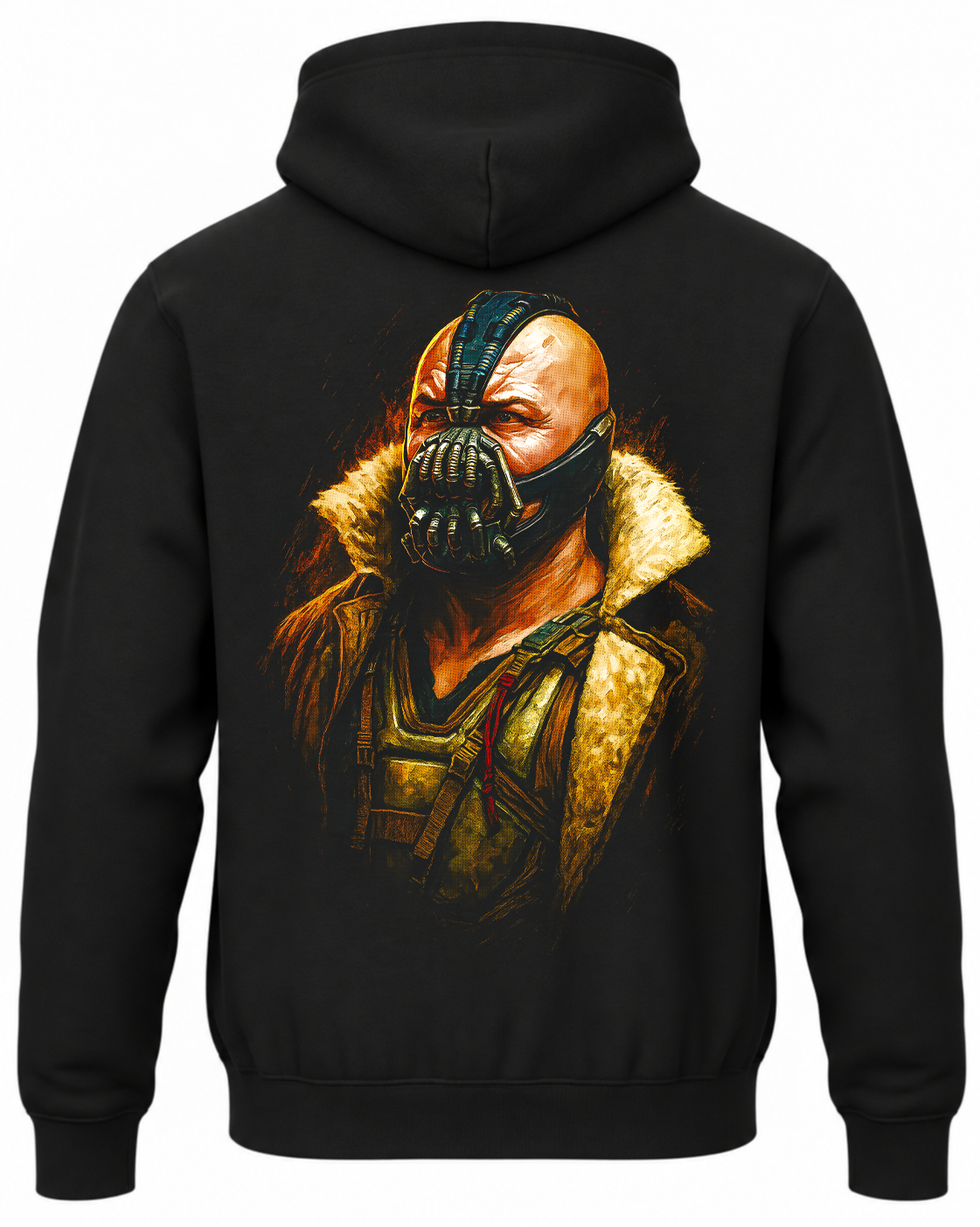 Czarna bluza z kapturem i nadrukiem na plecach: Batman – Bane