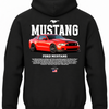 Czarna bluza z kapturem z nadrukiem czerwonego samochodu Ford Mustang