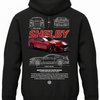Czarna bluza z kapturem z nadrukiem sportowego samochodu Ford Mustang Shelby
