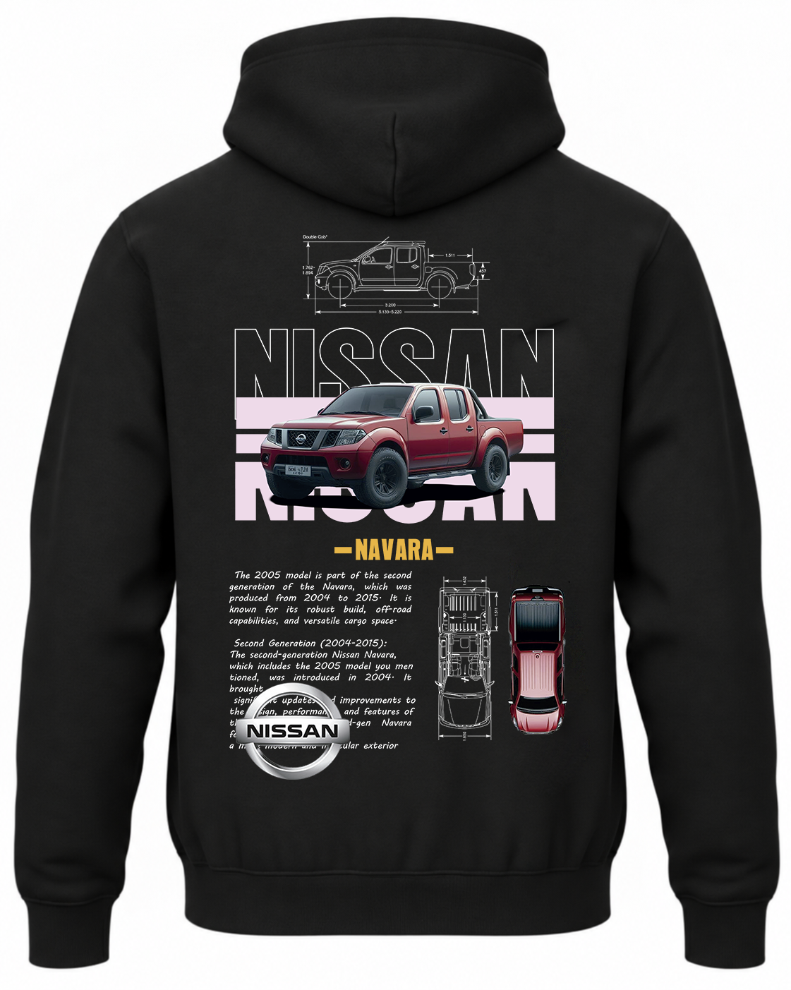 Czarna bluza z kapturem z nadrukiem Nissan Navara
