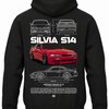 Czarna bluza z kapturem z nadrukiem Nissan Silvia S14 – biały