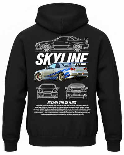 Czarna bluza z kapturem z nadrukiem Nissan Skyline – grafika Recurso 9