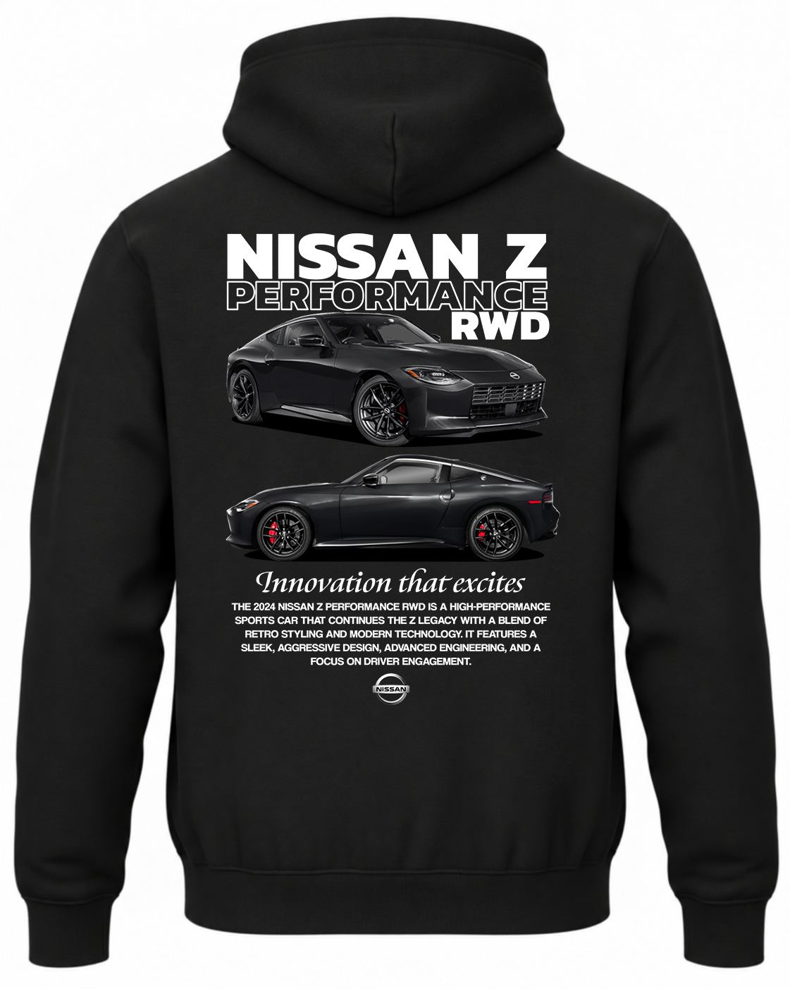 Czarna bluza z kapturem z nadrukiem Nissan Z