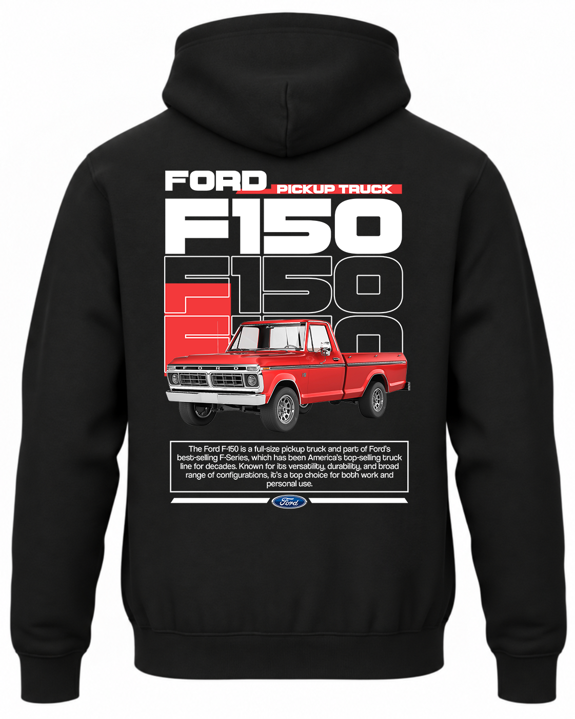 Czarna bluza z kapturem z nadrukiem pickupa Ford F-150