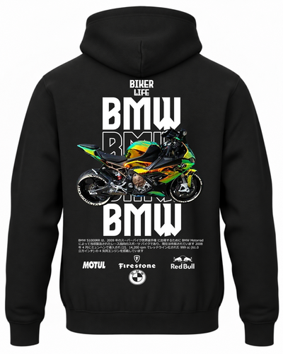 Czarna bluza z kapturem z nadrukiem BMW R1000