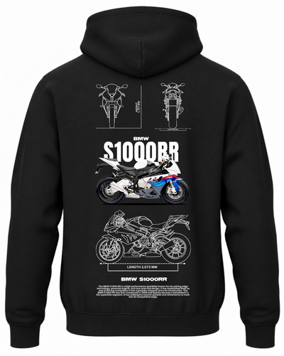 Czarna bluza z kapturem z nadrukiem BMW S1000RR