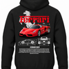 Czarna bluza z kapturem z nadrukiem samochodu Ferrari Enzo