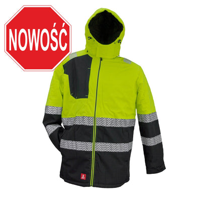 KURTKA OCIEPLANA MĘSKA 979 Długa Urgent Wysoka widoczność odblaskowa BHP