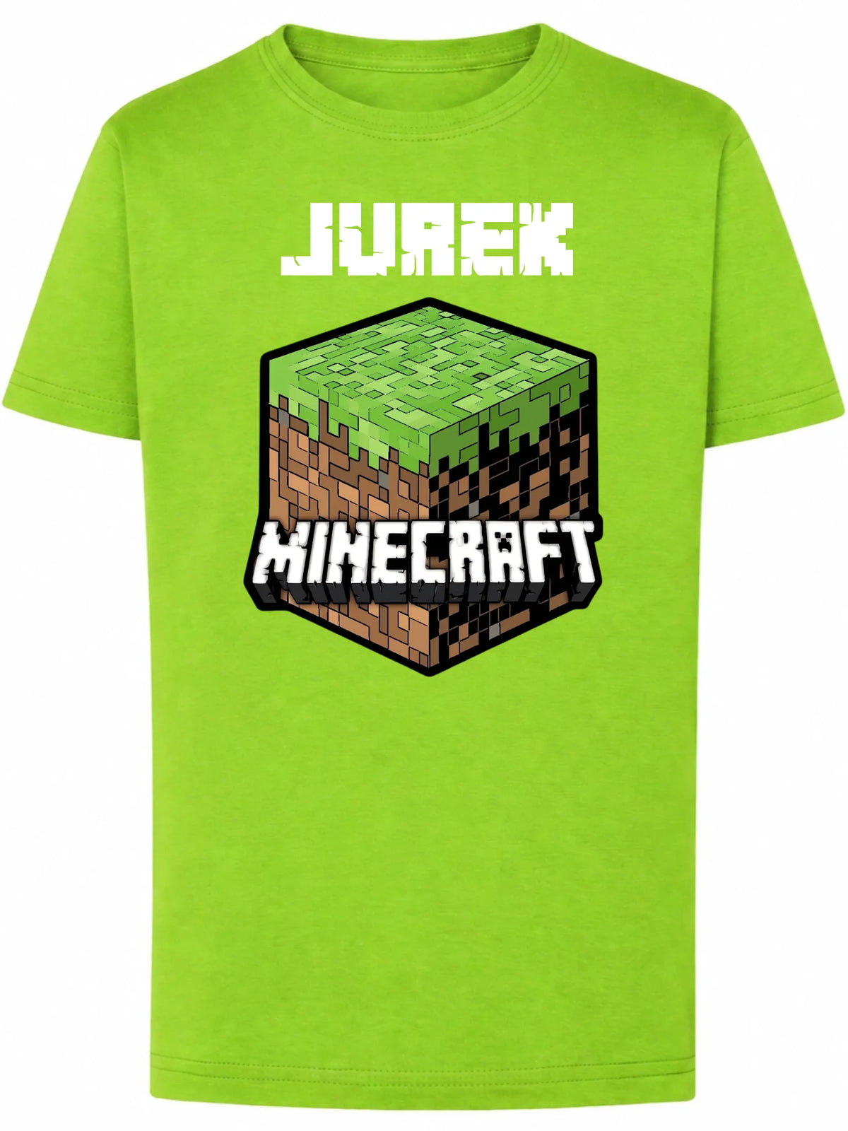 Koszulka Minecraft blok trawy z napisem