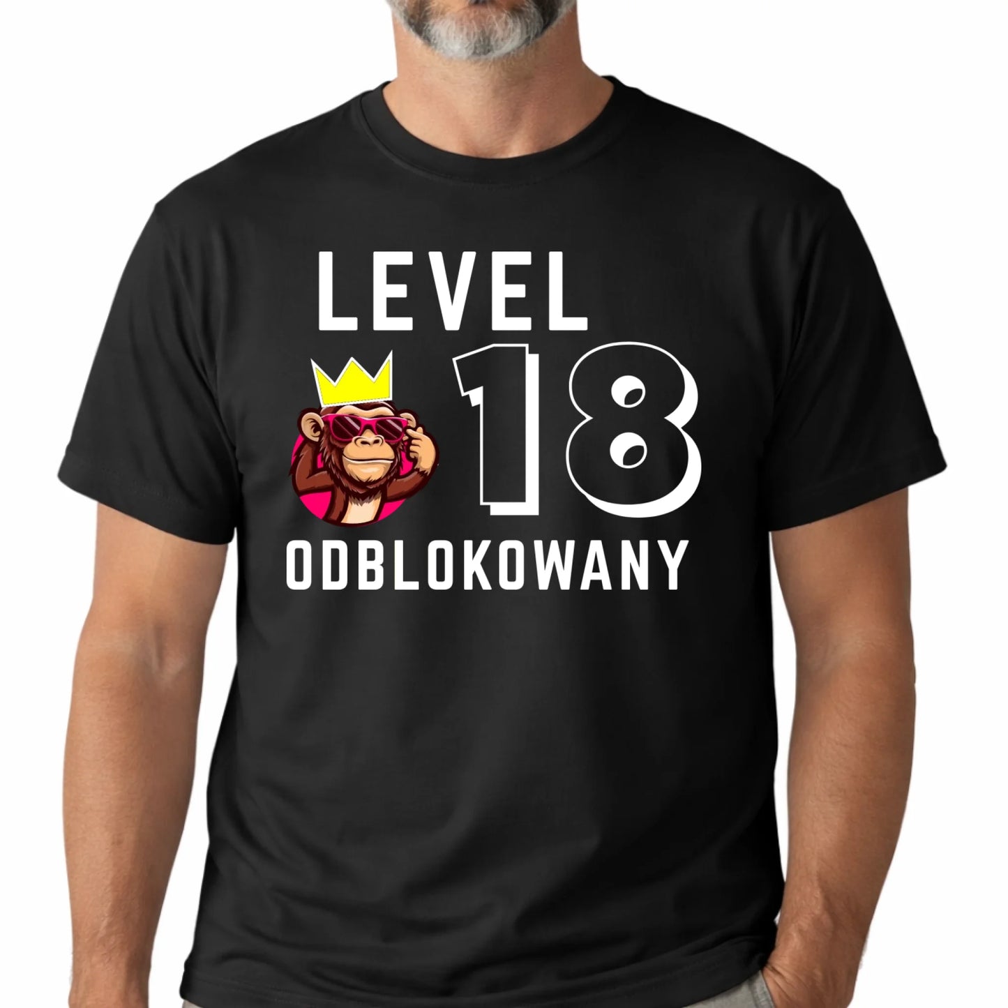 Koszulka na 18 urodziny dla chłopaka lvl 18 odblokowany czarna