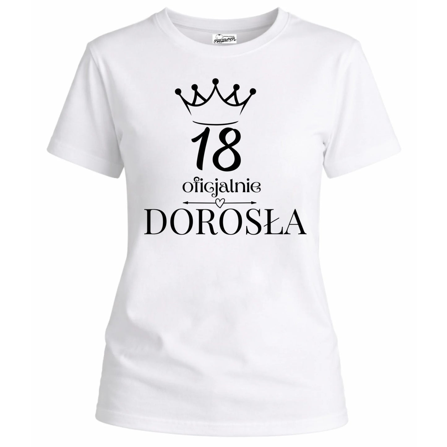 Koszulka na 18 urodziny dla dziewczyny oficjalnie dorosła biała-1