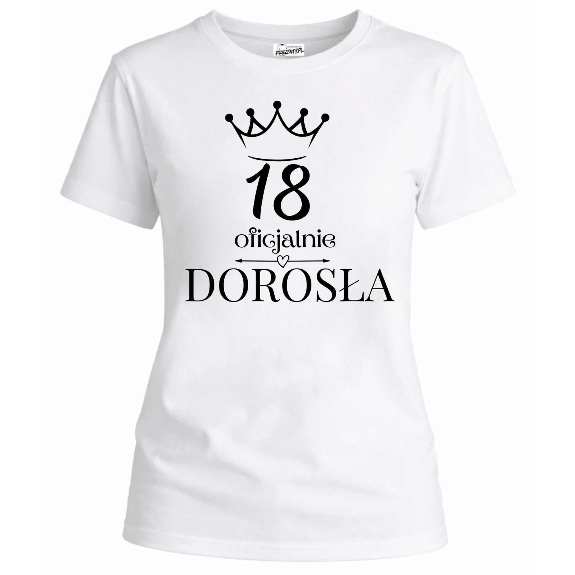 Koszulka na 18 urodziny dla dziewczyny oficjalnie dorosła biała-1