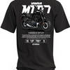 Czarna koszulka z motocyklem Yamaha MT-07 i dużym białym napisem MT-07