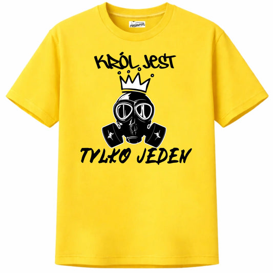Prezent na urodziny dla chłopaka koszulka z nadrukiem maski w koronie i napisem król jest tylko jeden