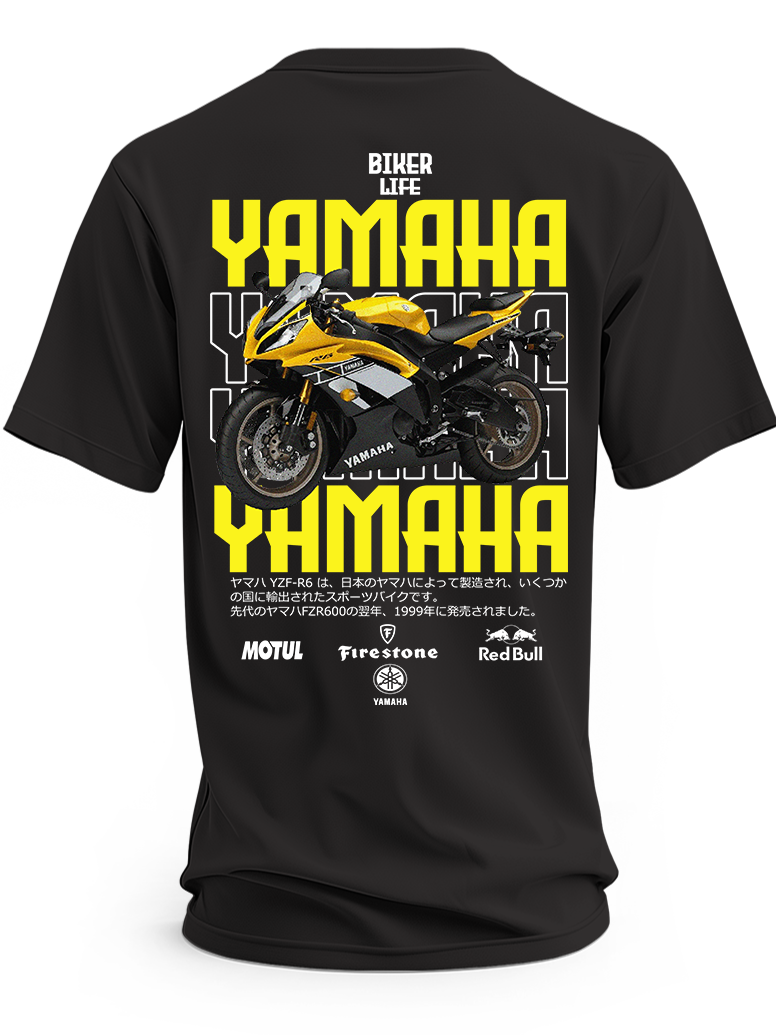Koszulka Yamaha YZF-R6 z żółtym nadrukiem