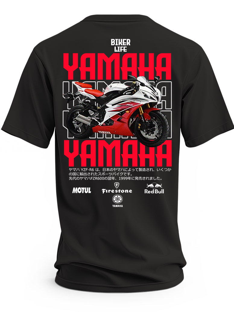 Koszulka Yamaha YZF-R6 z czerwonym nadrukiem