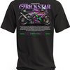 Czarna koszulka z motocyklem Kawasaki Ninja ZX-10R Evangelion i fioletowymi napisami