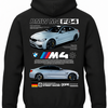 Czarna bluza z kapturem z nadrukiem samochodu BMW M4