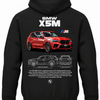 Czarna bluza z kapturem z nadrukiem samochodu BMW X5 M