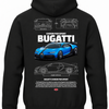 Czarna bluza z kapturem z nadrukiem samochodu Bugatti Chiron Pur Sport