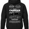 Czarna bluza z kapturem z nadrukiem samochodu Dodge Charger 1970