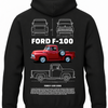 Czarna bluza z kapturem z nadrukiem samochodu Ford F-100 z 1956 roku