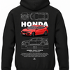 Czarna bluza z kapturem z nadrukiem samochodu Honda Civic Type R