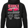 Czarna bluza z kapturem z nadrukiem samochodu Honda S2000 Suki