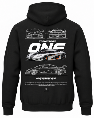 Czarna bluza z kapturem z nadrukiem Koenigsegg One:1