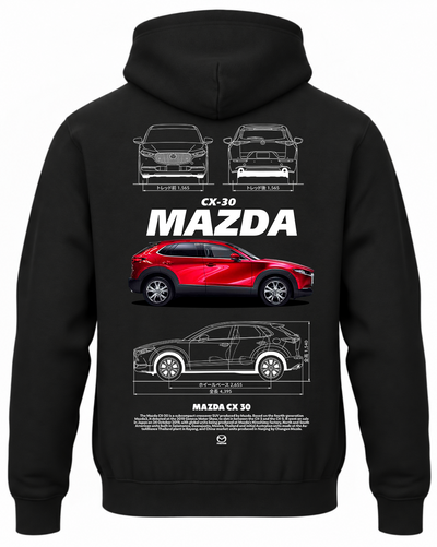 Czarna bluza z kapturem z nadrukiem Mazda CX-30