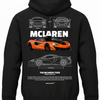 Czarna bluza z kapturem z nadrukiem McLaren 720S – pomarańczowy