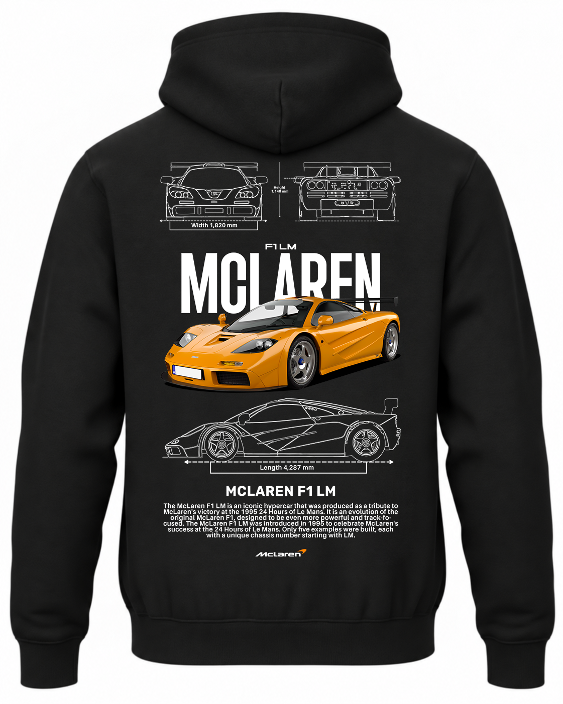 Czarna bluza z kapturem z nadrukiem McLaren F1 LM