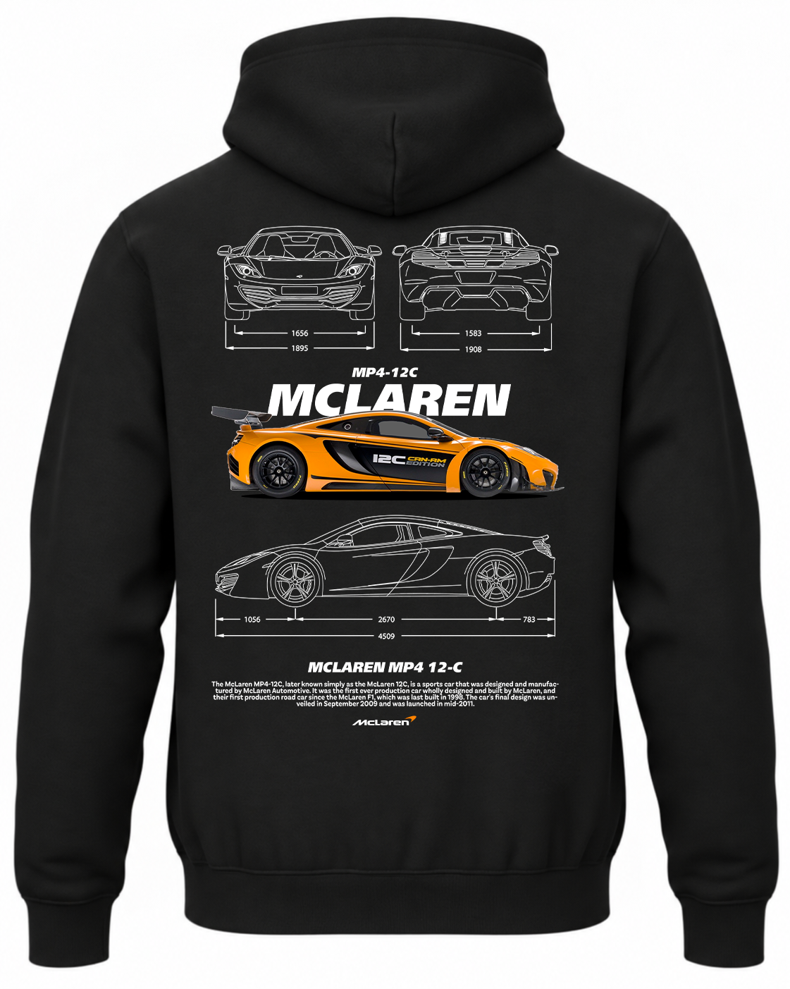 Czarna bluza z kapturem z nadrukiem McLaren MP4
