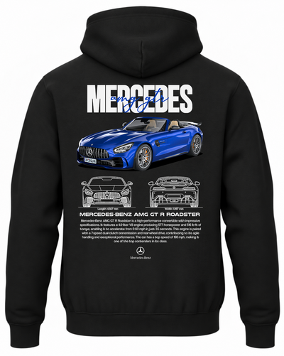 Czarna bluza z kapturem z nadrukiem Mercedes-Benz AMG GT R Roadster