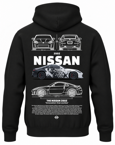 Czarna bluza z kapturem z nadrukiem Nissan 350Z