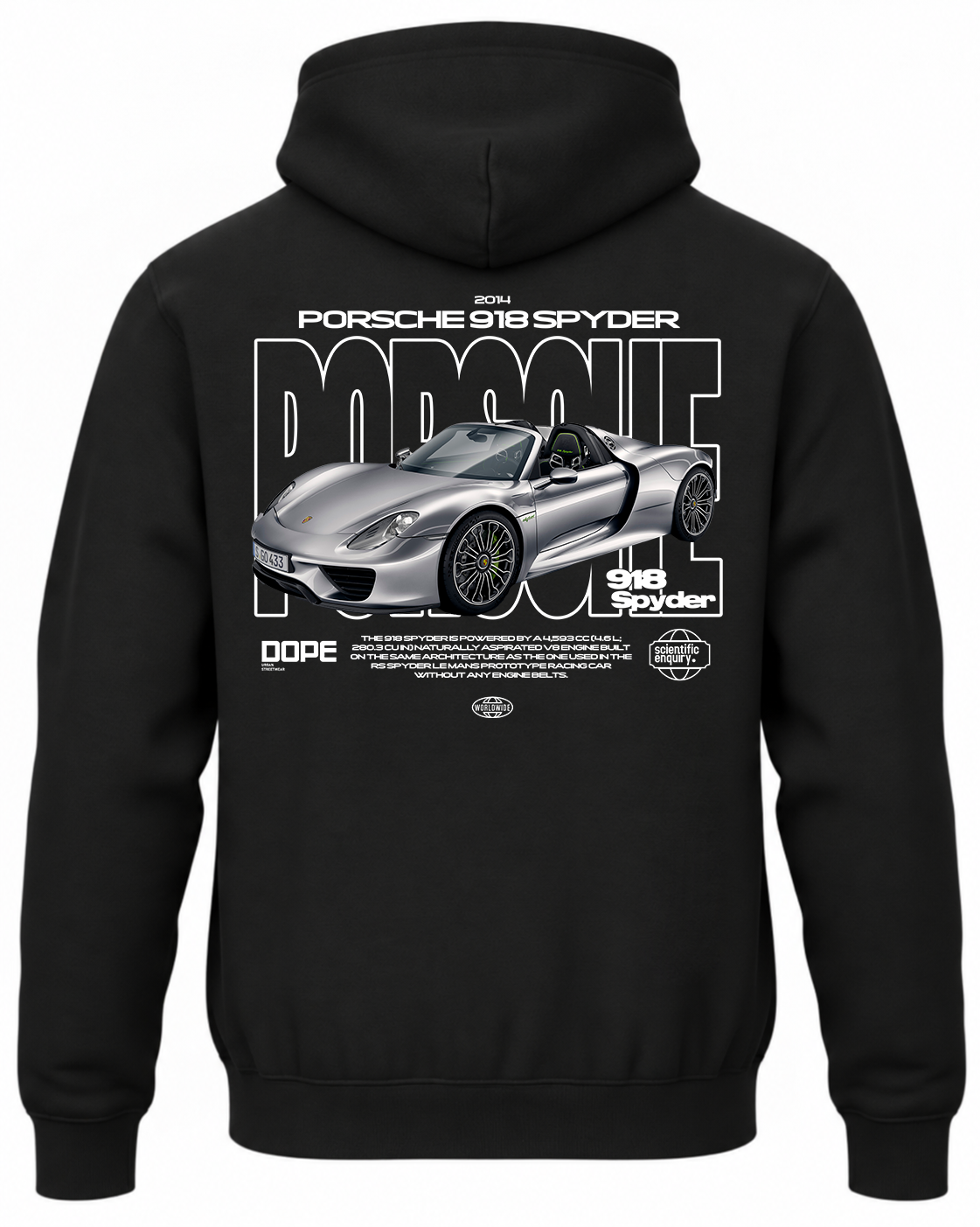 Czarna bluza z kapturem z nadrukiem Porsche 918